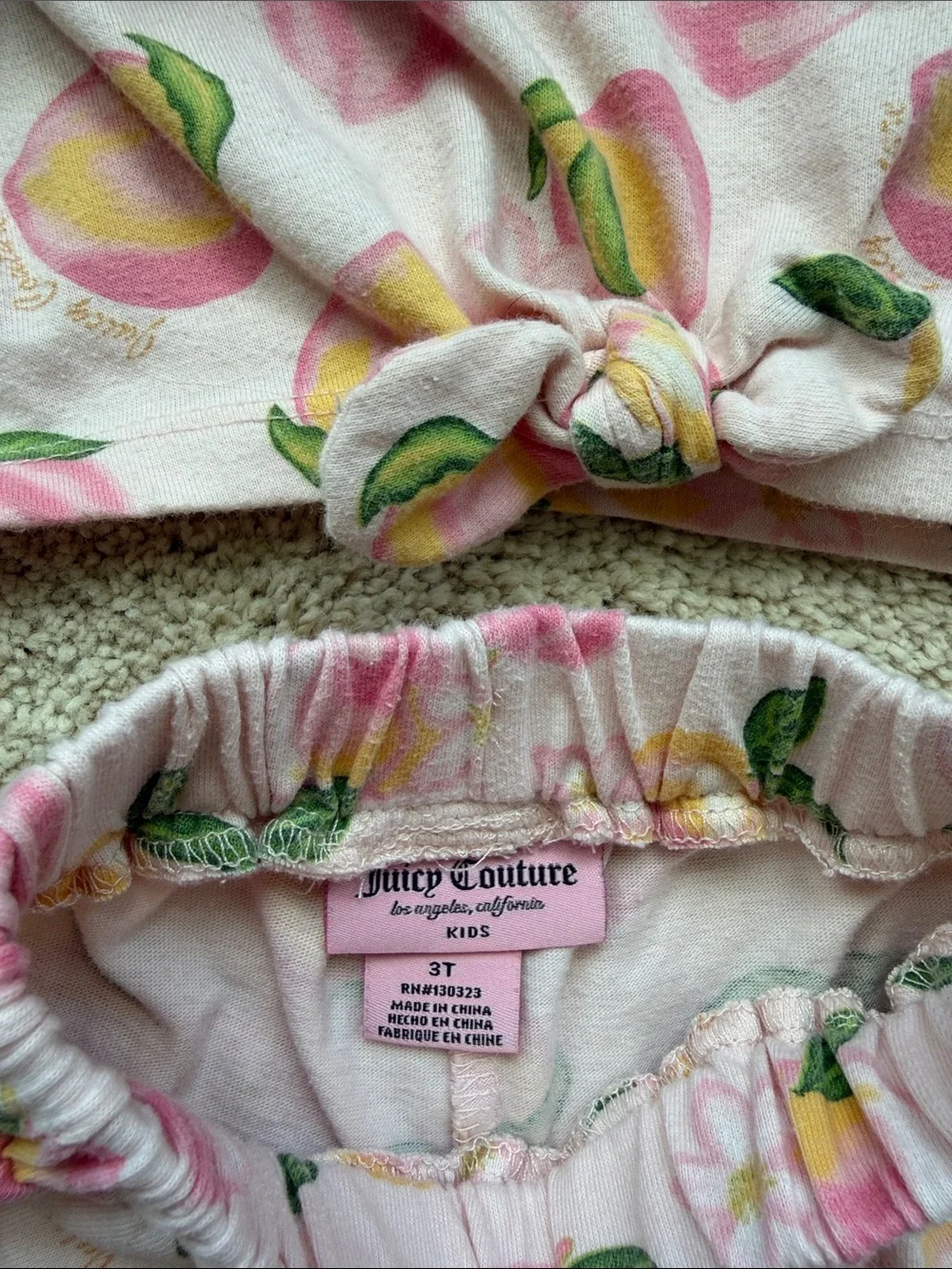 Juicy Couture | Pink Peach Print Girls Matching Tank & Shorts Set